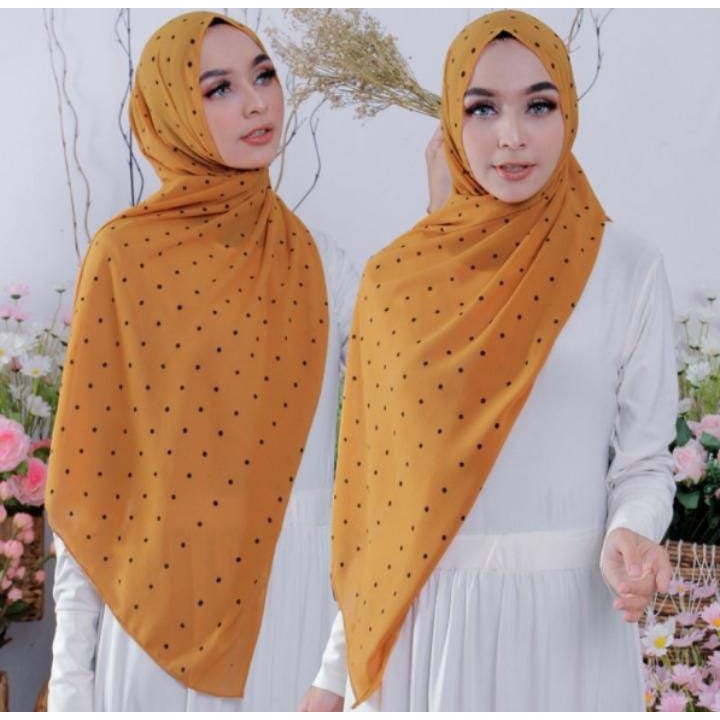 pashmina tali ceruty motif polkadot / hijab instan pashmina tali motif polkadot