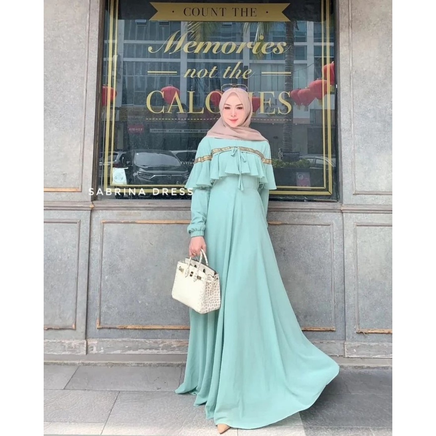 Gamis Wanita Kekinian Sabrina Dress Ceruty Baydoll Pakaian Wanita Baju Muslim Wanita Modern Gamis Model Terbaru 2023 Maxy Dress Wanita Jumbo Baju Dress Muslim