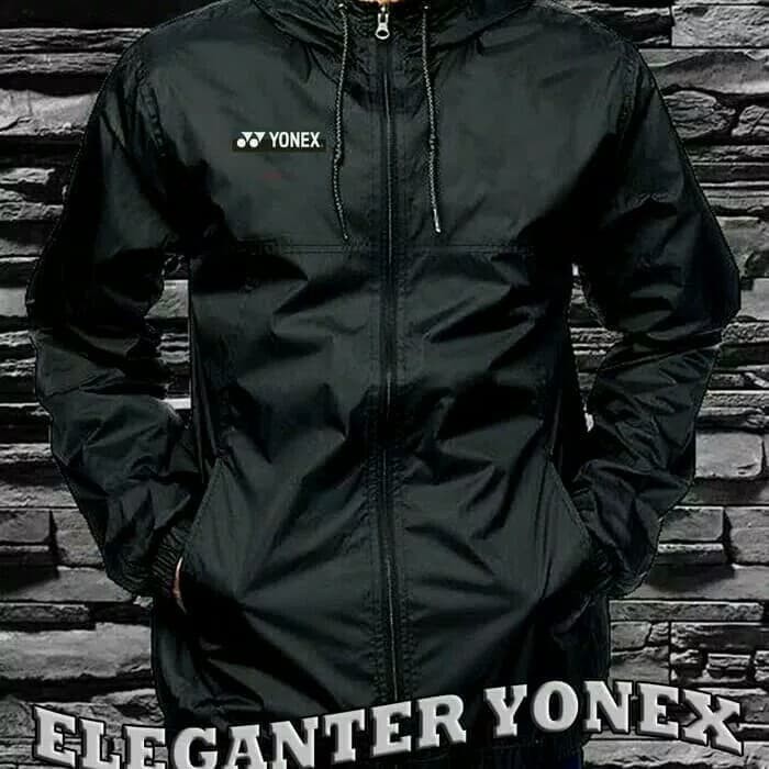 JAKET BADMINTON ELEGANTER YONEX BLACK WATERPROOF ORIGINAL QUALITY - -