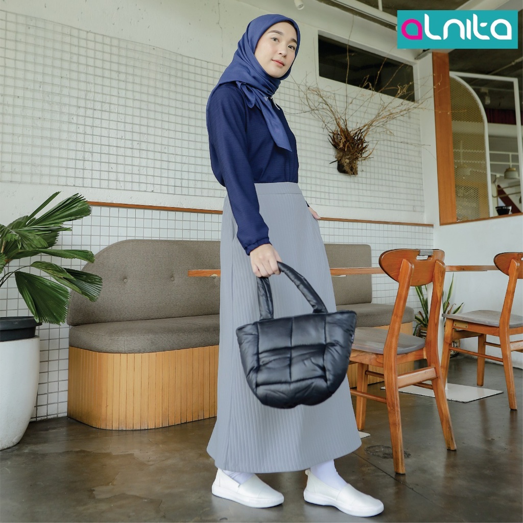 Alnita ROK Lily Bawahan Wanita Skirt Panjang Polos Casual Outfit