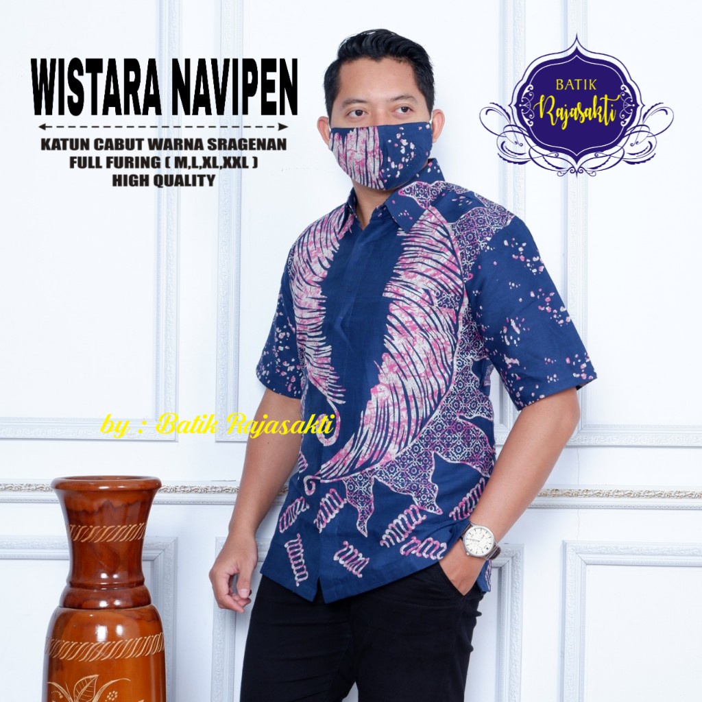 WISTARA NAVY RAJASAKTI KEMEJA BATIK SOLO PRIA LENGAN PENDEK LAPIS FURING ATASAN BATIK PREMIUM MODERN KATUN HALUS BAHUWIRYA  BANAMITRA BANAMITRA PUTIH BANGSAWAN BAYU PUTRA BERLIAN BIRU BHARATAYUDA BIMASENA BIRENDRA BIRU INDAH BRAHMAKERTA BRAHMAKERTA MERAH