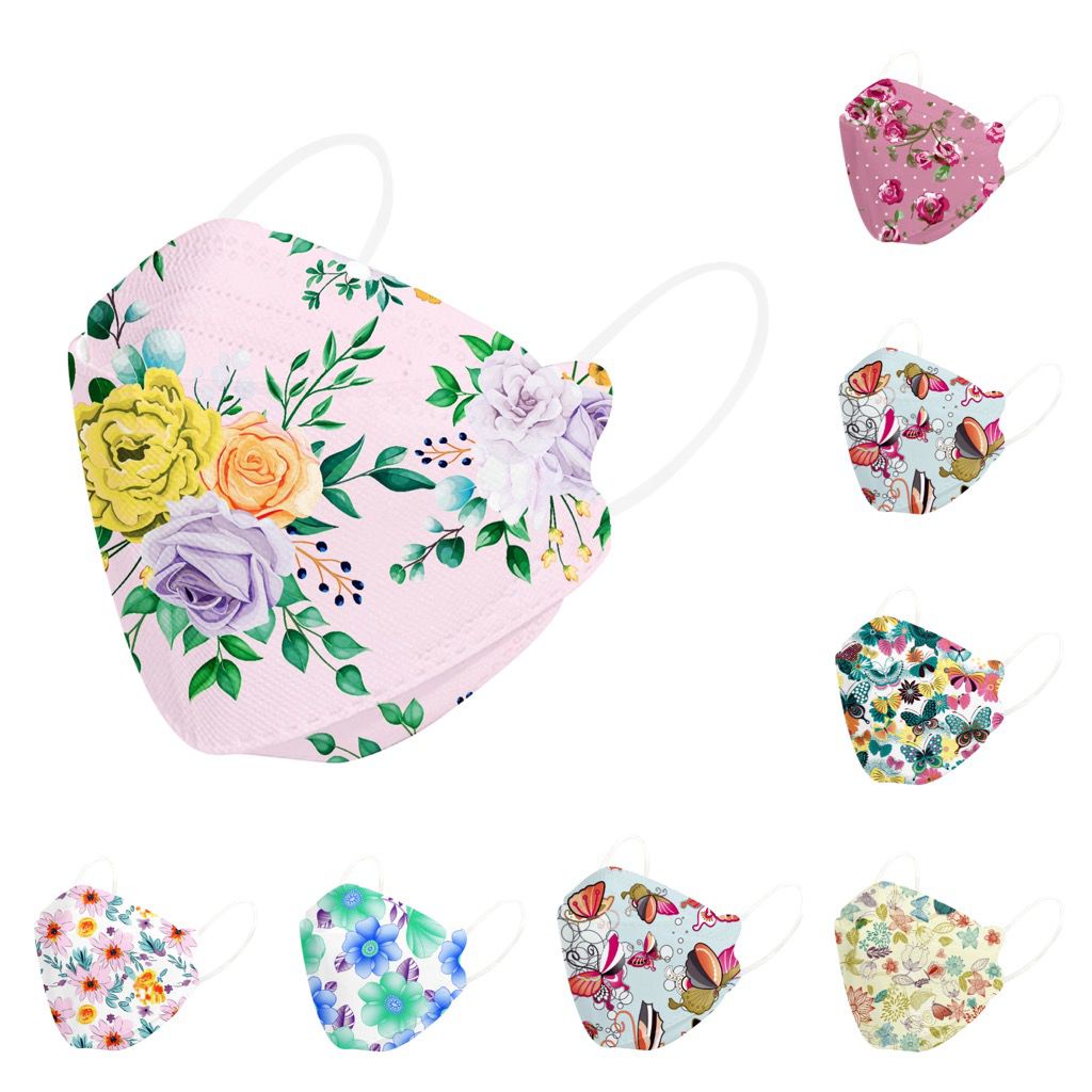 BARU MASKER KF94 DEWASA MOTIF BUNGA/KUPU-KUPU MASKER KOREA 4PLY /MASKER KF94 BUNGA EARLOOP