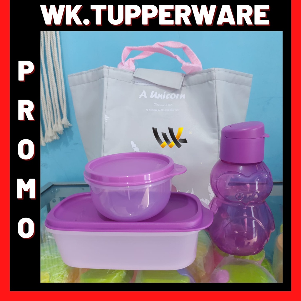 TEMPAT MAKAN SET DAPAT 4 WARNA UNGU TUPPERWARE