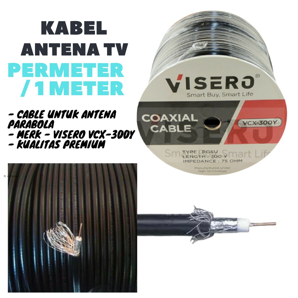 KABEL ANTENA TV RG6 METERAN KABEL ANTENA TV PERMETER CABLE PARABOLA KABEL ANTENA