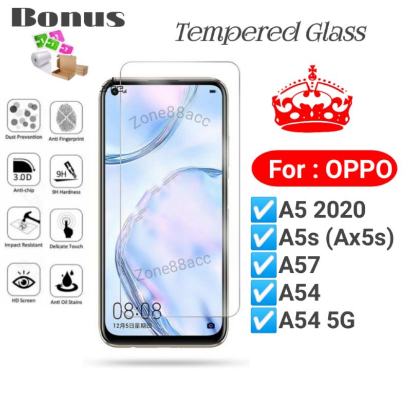 Antigores Tempered Glass Screen Guard protector Oppo A5 A5s A57 A54 Ax5s 5G TG Bening Antiblue Spy Blue light Full Garskin Lensa Lens Pelindung Layar 9D