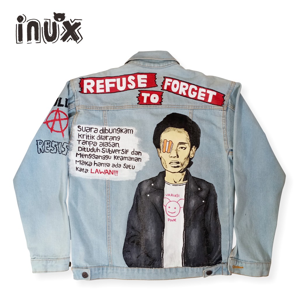 JAKET JEANS PRIA / DENIM JACKET CUSTOM WIJI THUKUL INUXSTORE / JAKET LUKIS WIJI THUKUL