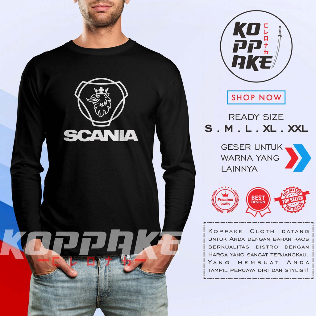 Kaos Scania Logo Bus Bismania Lengan Panjang Baju Otomotif