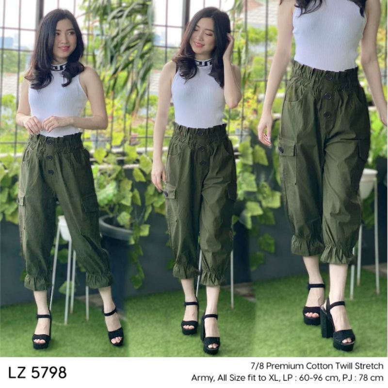 Dz gallery /Celana cargo 7/8 pants wanita / Celana korea stlye premium catton twill stretch