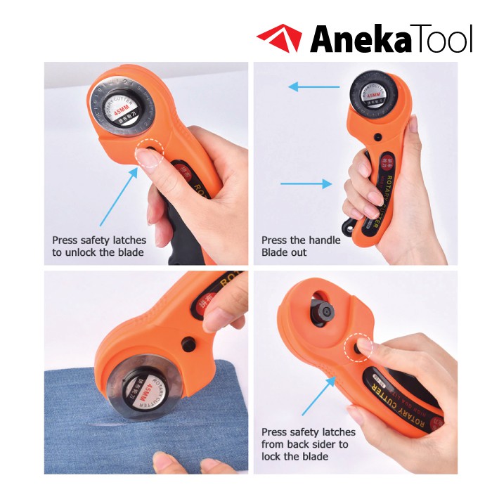 AT Alat Potong Bahan Kain Rotary Cutter 45mm - Kertas Plastik Kulit