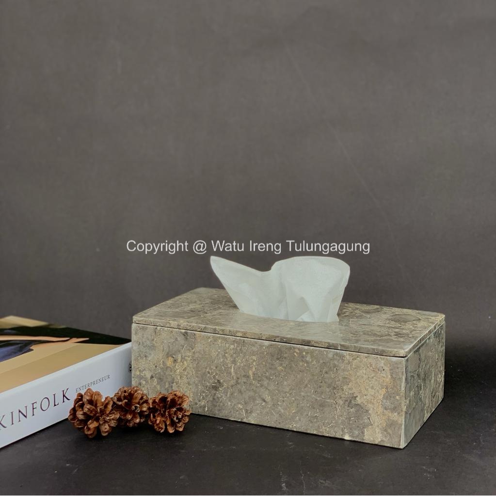 TEMPAT TISU TISSUE MARMER GREY  tempat tisu marmer Tissue box marmer berkualitas