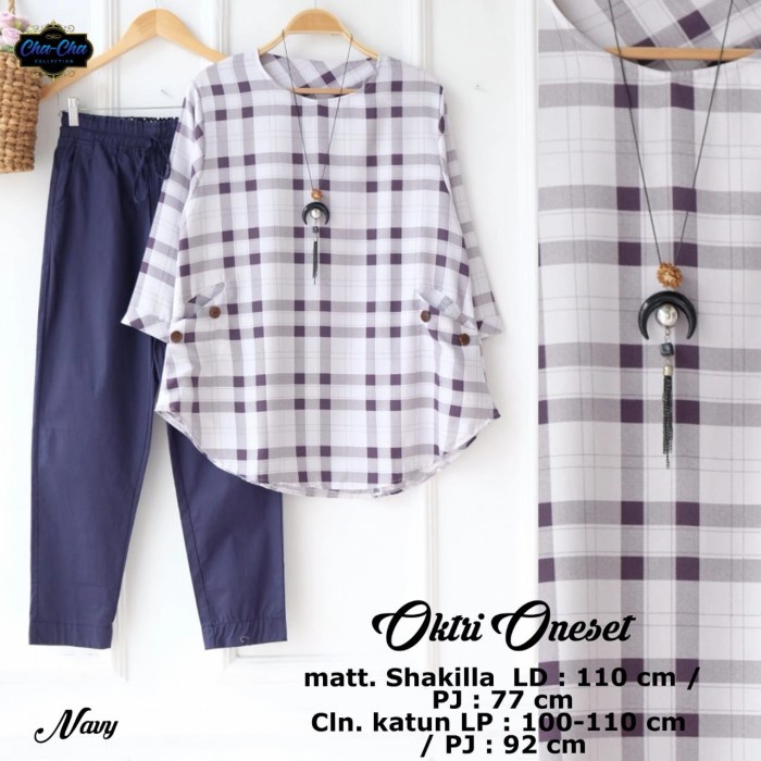 Oktri one set setelan celana wanita baju kerja kantor