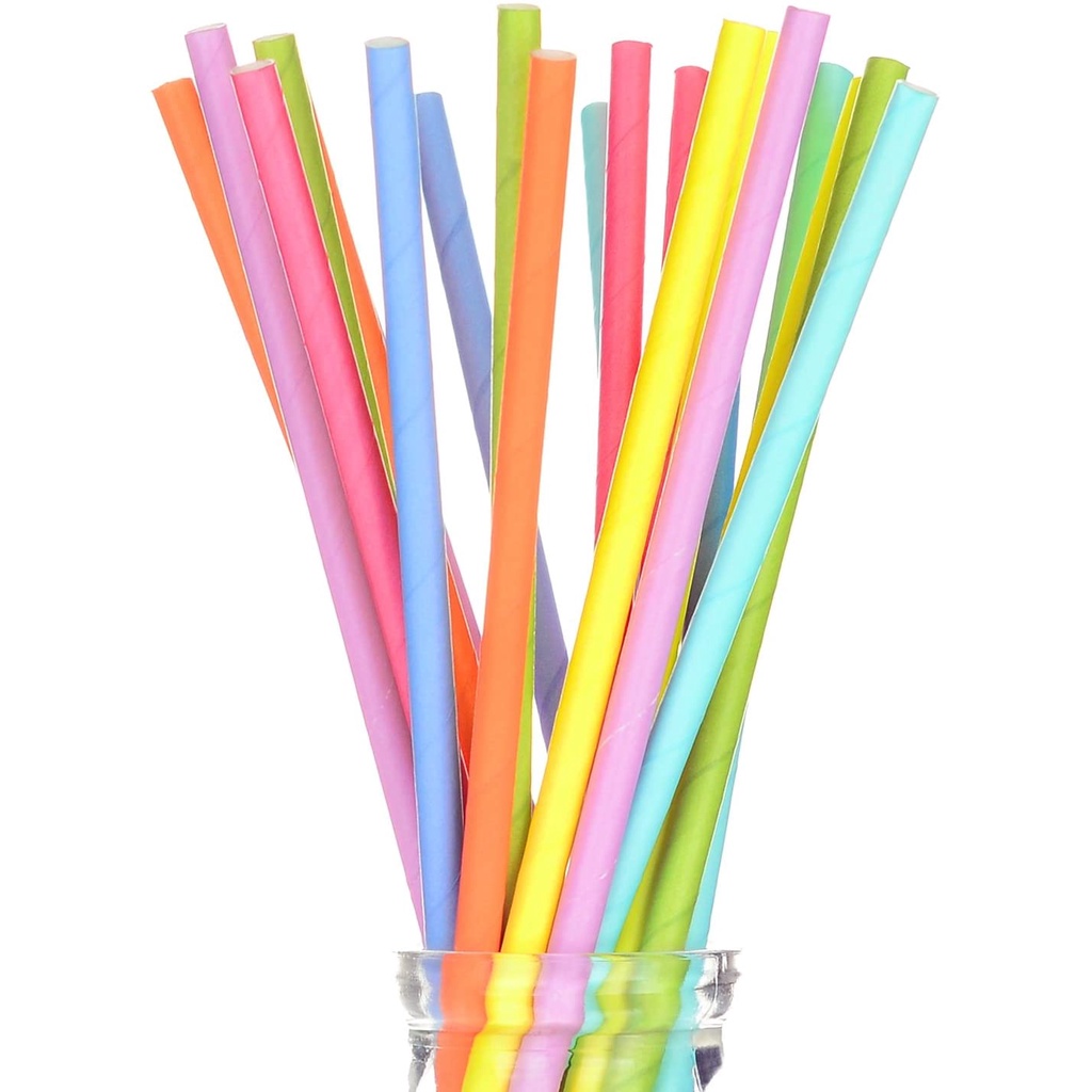 25 Pcs Sedotan Kertas Warna/i Motif Astor dan Full Color ~ Paper Straw ~ Party Straw