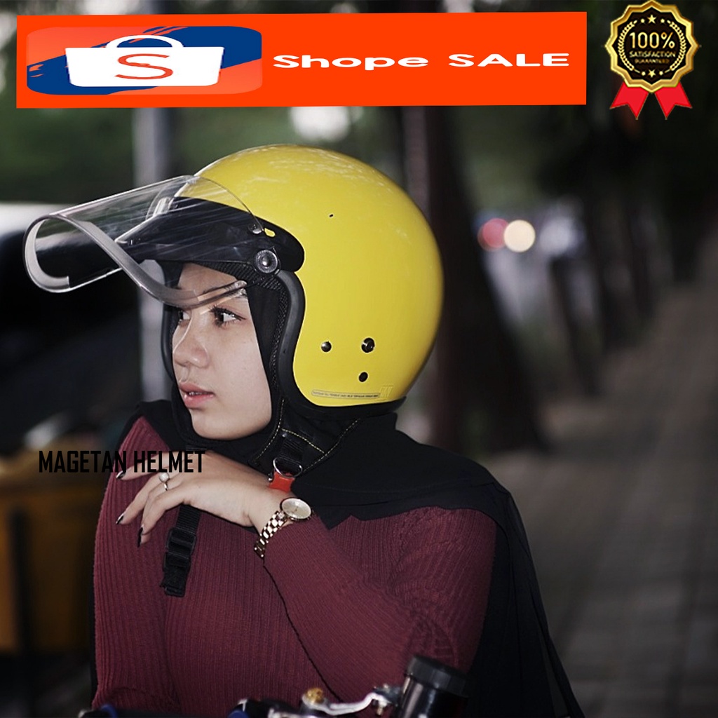(GROSIR) HELM BOGO DEWASA + KACA FLAT INJAK ORIGINAL 100%