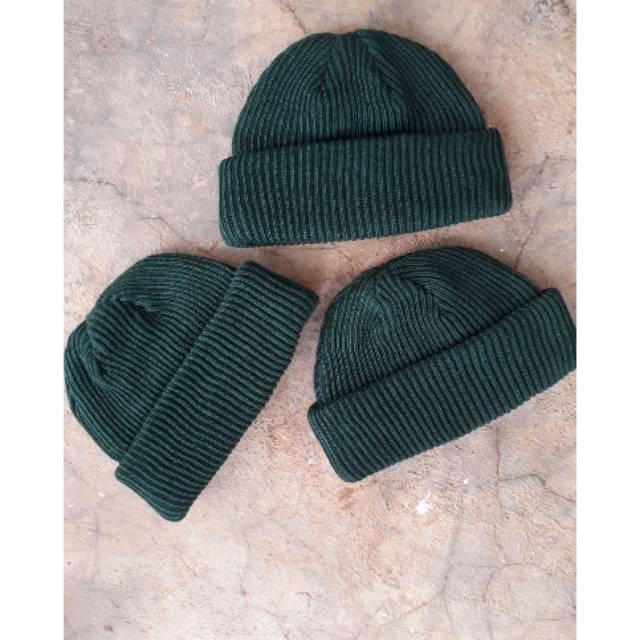 SHORT BEANIE HAT SKATE SERIES ONE TONE DARK GREEN