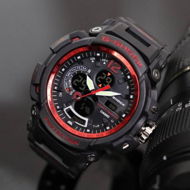 Jam Tangan Casio Gshock GPW2000 Water Resist Renang - Hitam lis Merah