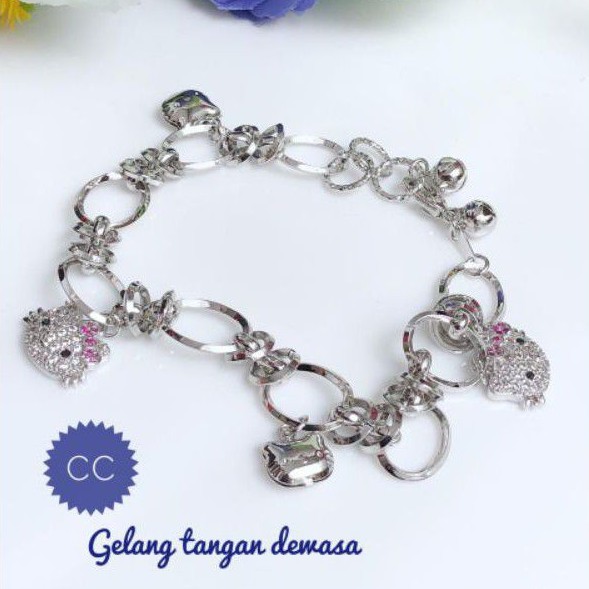 (FEB) PROMO Set Perhiasan DEWASA Lapis Emas Xuping Gelang Hello Kitty Silver Mix Gold Mewah Titanium