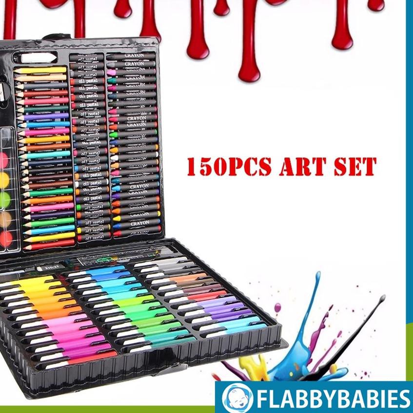 

BANYAK PEMINAT 1 Set Perlengkapan Alat Menggambar Mewarnai Melukis Crayon pensil warna atk 150 Pcs