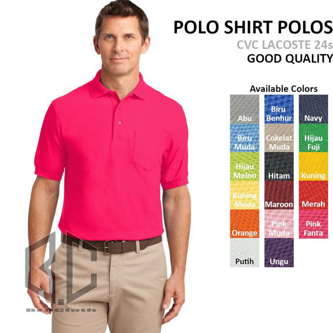 Baju Kaos Berkerah Pria Wanita Lengan Pendek Pink Fanta Berkualitas - Merah Fanta, M L XL