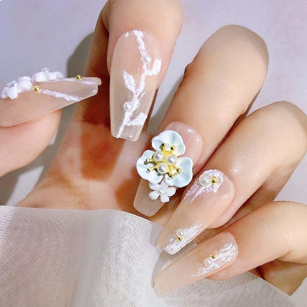 Mxbeauty Perhiasan Bunga Nail Art Jepang Manicure Aksesoris Tiga Kelopak Bunga DIY Desain Nail Art