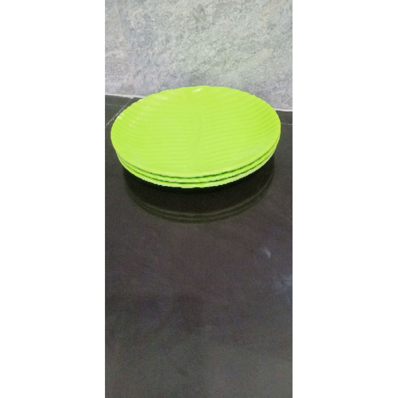 piring saji melamine singa singi motif daun standar SNI 3 pcs