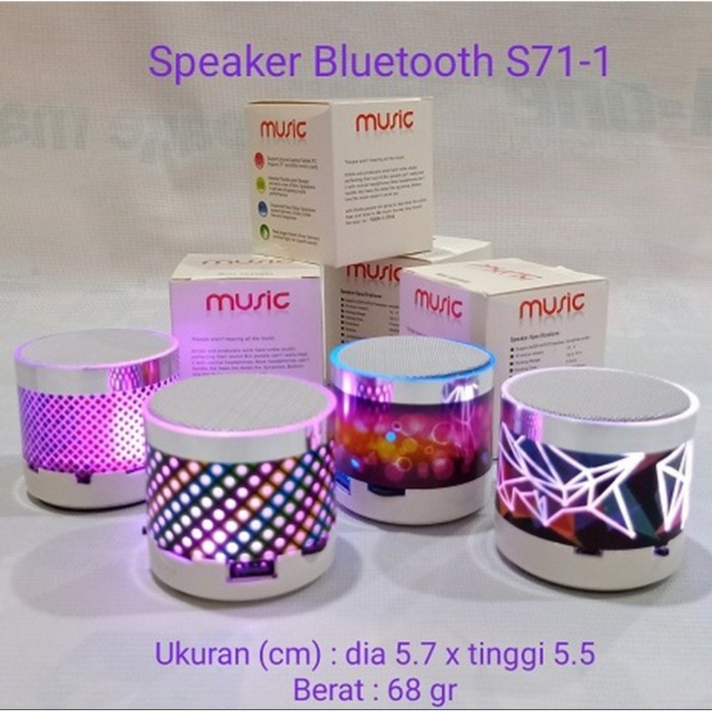 [65 GRAM] Speaker Mini Crack Retak Lampu LED Bluetooth Music BOX Motif Corak S10