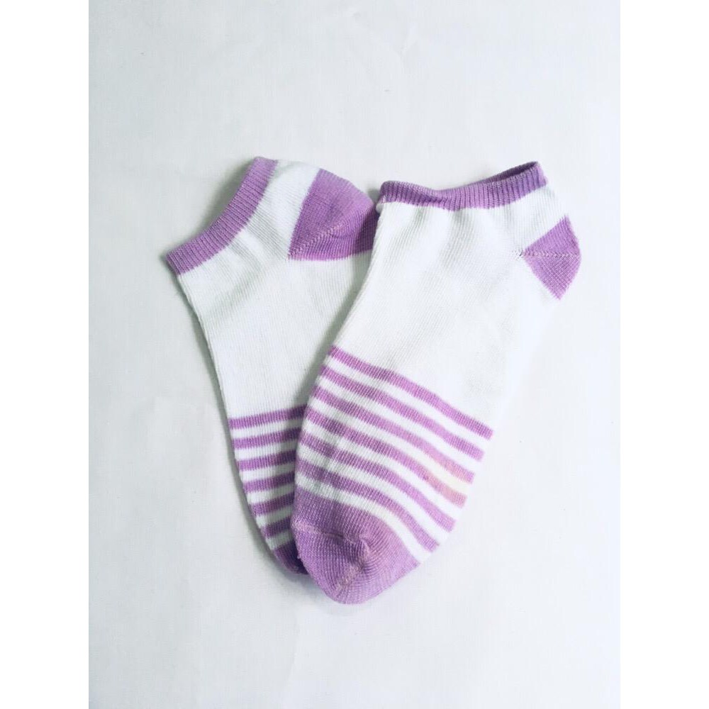 FAYES Kaos Kaki Wanita Ankle Kaos kaki Cute Kaos Kaki Motif Kaos Kaki Semata Kaki Socks U16-H03 PURPLEWHITE