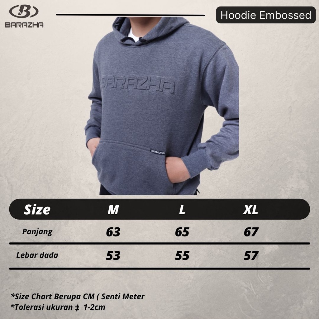 Barazha Hoodie Polos Unisex Cotton Fleece Embossed Army