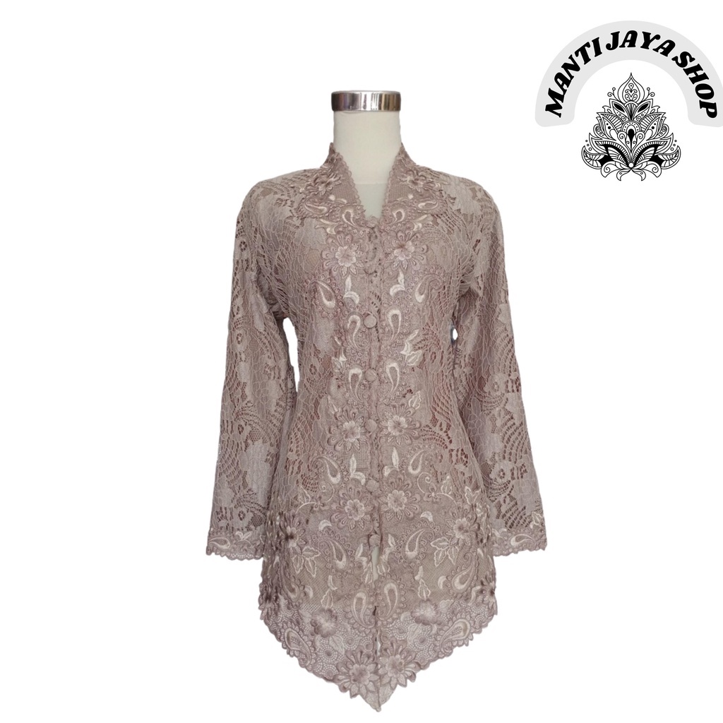 Kebaya Brokat Bordir Kombinasi Furing Atasan Kain Kebaya Modern Lengan Panjang Rok Batik Bawahan Keb