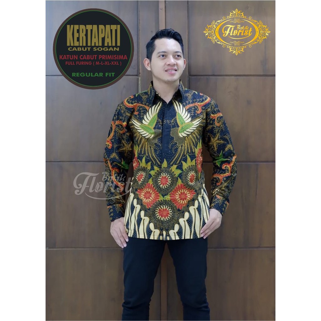 KERTAPATI CABUT SOGAN Kemeja Batik Pria Full Furing Katun Cabut Primisima