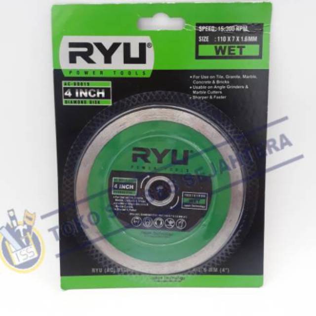 RYU Diamond Disc Wet 110 X 7 X 1.6 MM 4&quot; Mata Potong Keramik Granit BASAH 4 inch Diamond Wheel WET