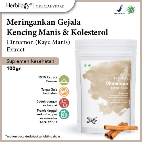 

Herbilogy bubuk cinnamon extract powder - minuman herbal bantu gejala kecing manis , diabetes , dan kolesterol