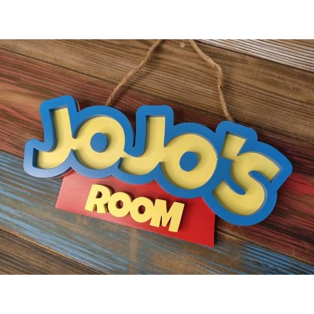 Gantungan Nama Kayu - Toy Story Style - Dekorasi Kamar Anak - Kado Hiasan Dinding / Pintu Lucu Unik