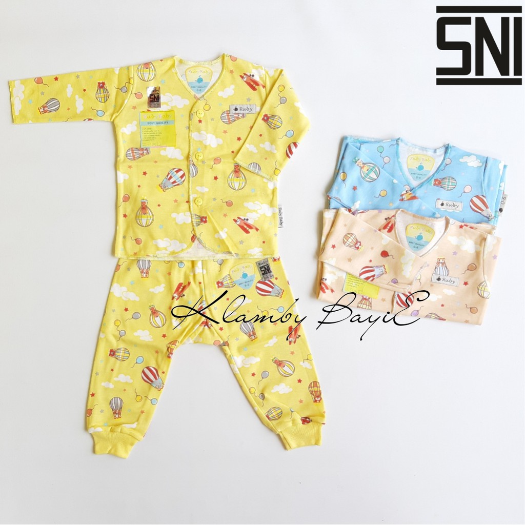 RUBY SNI Setelan Baju dan Celana Panjang Bayi Warna 0-6 Bulan / Baju Bayi Murah