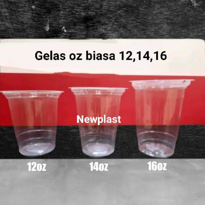 isi 50Pcs plastik 16oz / gelas oz biasa