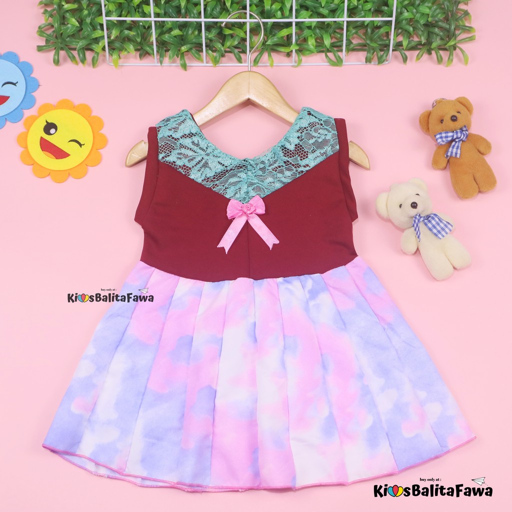 Dress Meira uk Bayi - 4 Tahun / Dres Baby Anak Perempuan Brukat Kensi Import Gaun Pesta Cewek Murah