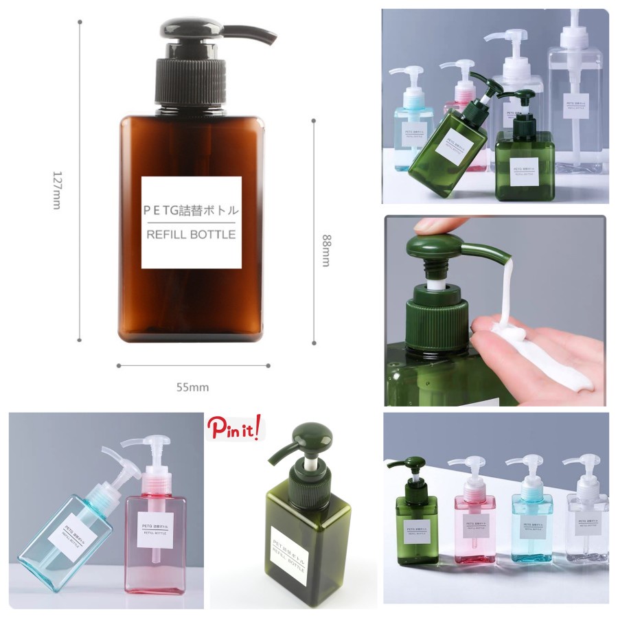 BABEE - BOTOL SABUN AESTHETIC 100ML / BOTOL PUMP KOTAK PLASTIK / WADAH HAMPERS SABUN MANDI SHAMPOO SANITIZER