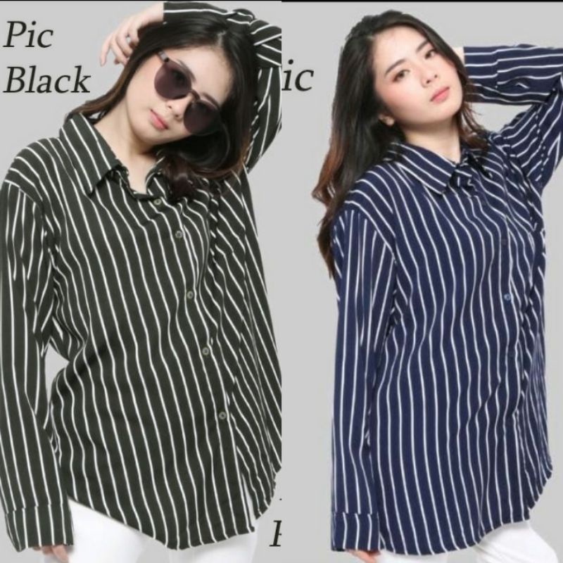 KEMEJA STRIPE WANITA KEMEJA WANITA CASUAL BAJU KANTORAN WANITA STRIPE PREMIUM YOBEL 66