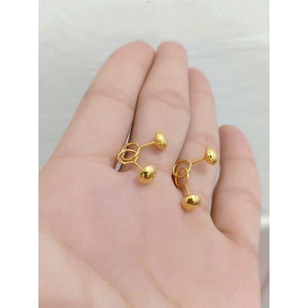 ANTING TOGE POLOS BESAR PERAK 925 LAPIS MAS 24K