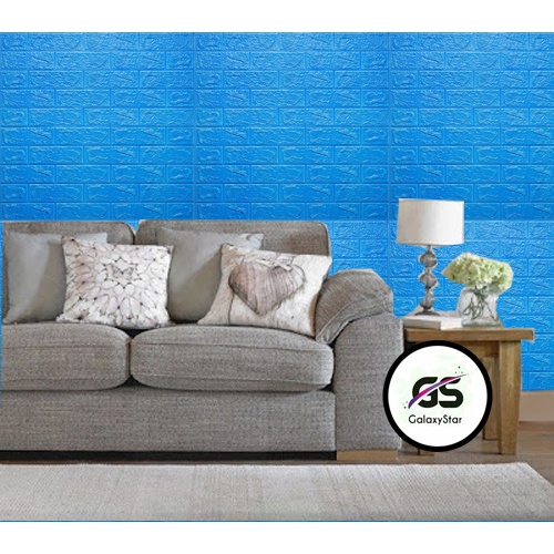 OK Wallpaper Foam 3D Bata Warna Biru Tua Premium Wallpaper Sticker Wallpaper Foam Bata Stiker