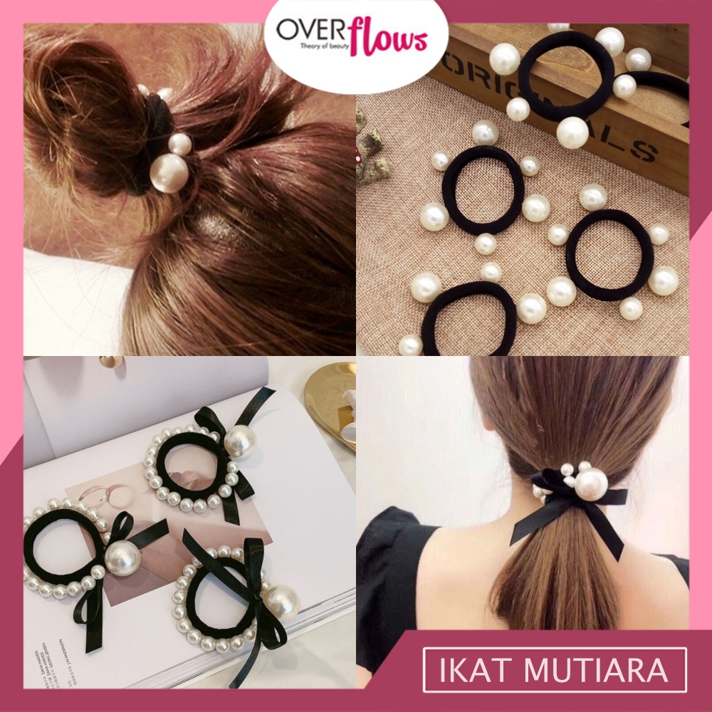 OVERFLOWS.ID Ikat Rambut Mutiara Pearl Karet Rambut Glamour untuk Pesta