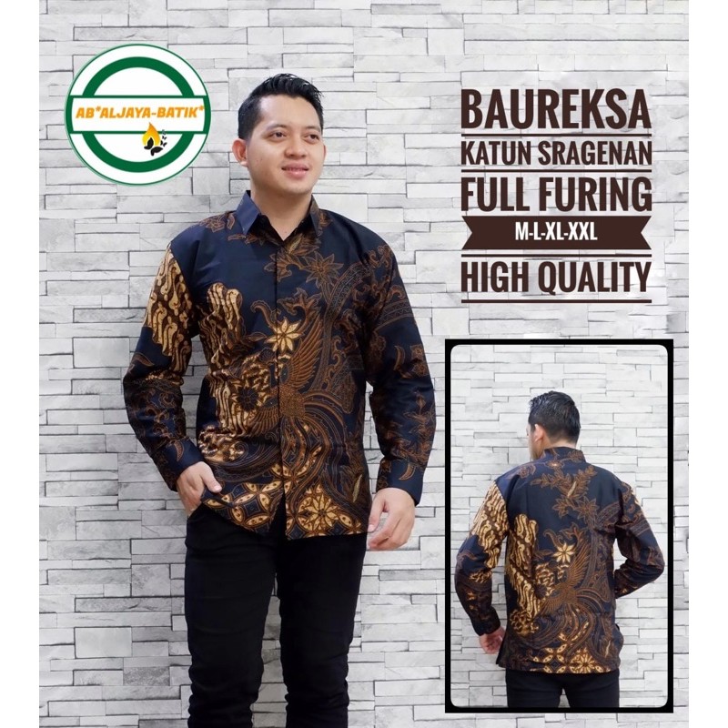 BATIK PRIA BAUREKSA LAPIS FURING KATUN HALUS SRAGENAN SIZE S-XXL ASLI SOLO HIGH QUALITY