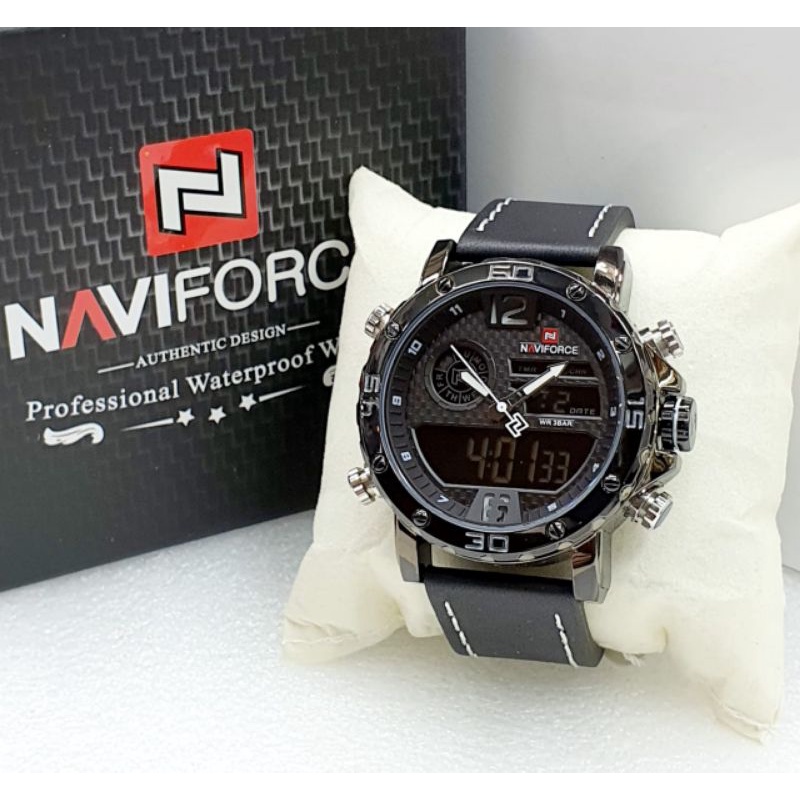 Jam Tangan Pria Naviforce Original 9134 Dual Time Tahan Air