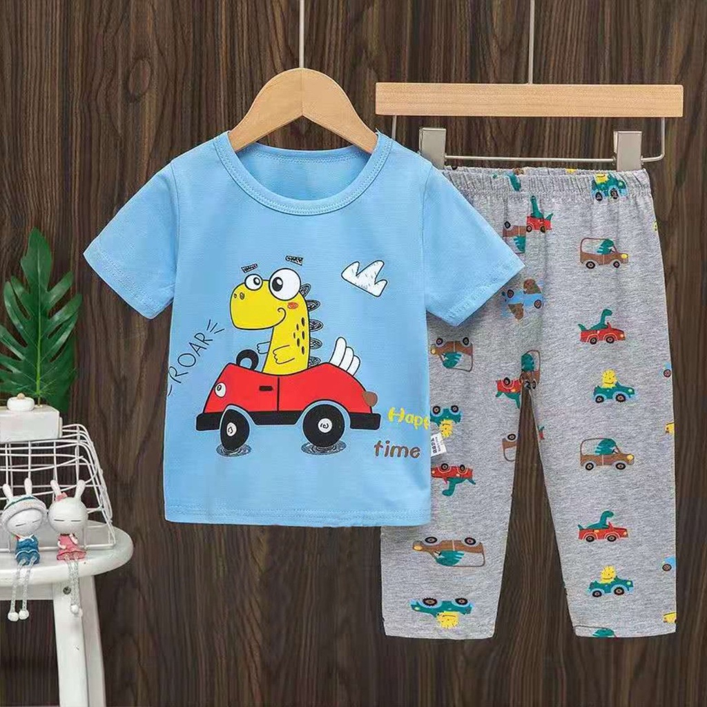 piyama anak baju tidur lengan pendek 1 2 3 4 5 6 tahun laki laki import kubao celana panjang kaos adem