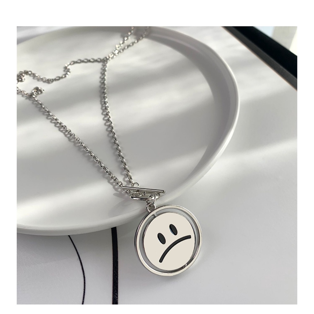 Revolving Smiley Face Necklace Accessories Chain Trendy Hip Hop