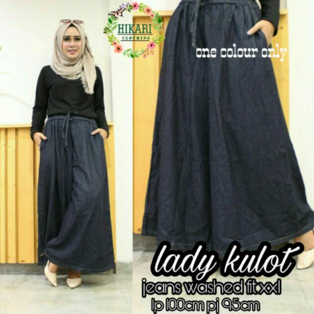 Rok kulot jeans hitam