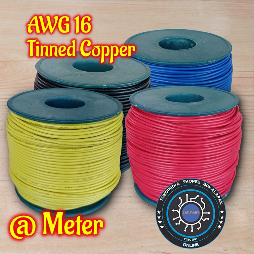 Kabel awg 16 merah Biru kuning hitam serabut awg16 awm tinned copper
