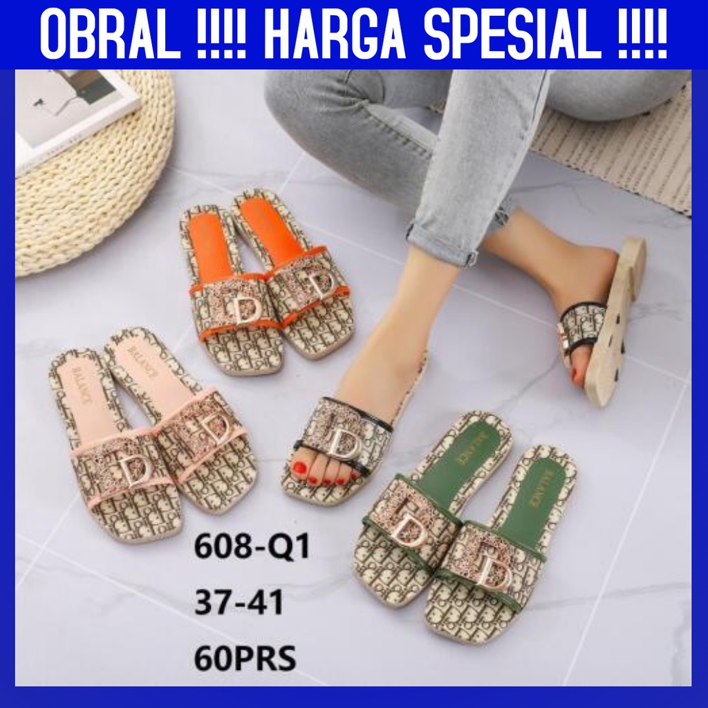 Sandal Karet Wanita Selop Balance Sendal Karet Slop Wanita balance dd608 motif