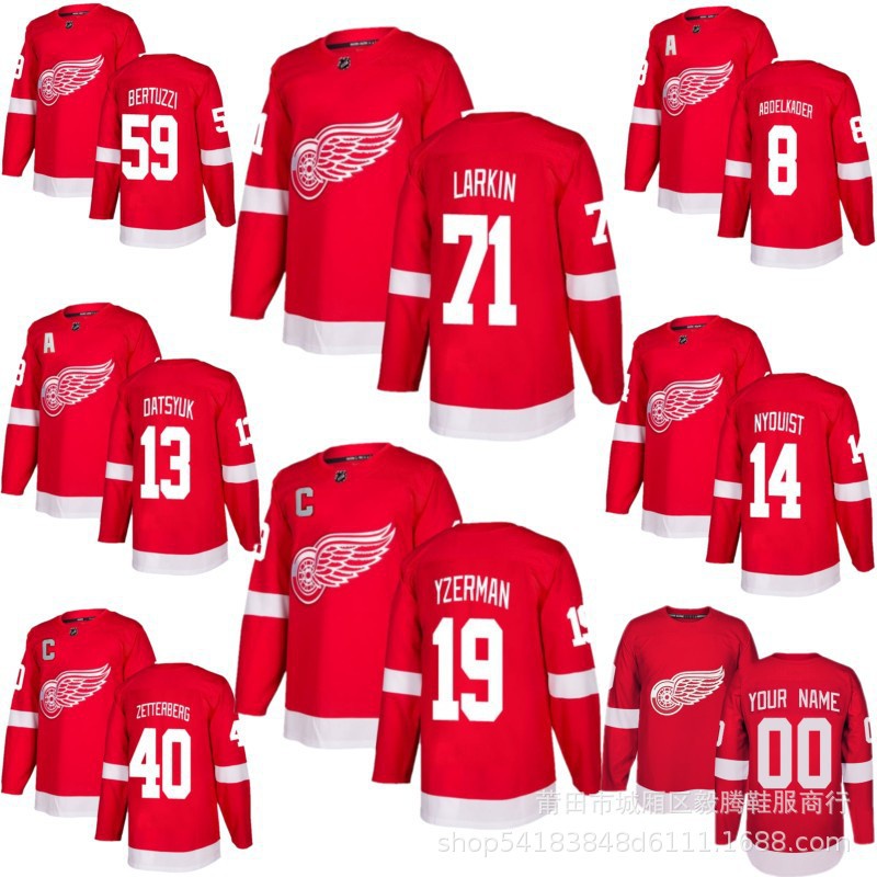 NHL Red Wing Jersey Red Wings 13 Datsyuk 14 Nyquist 71 Larkin Jersey