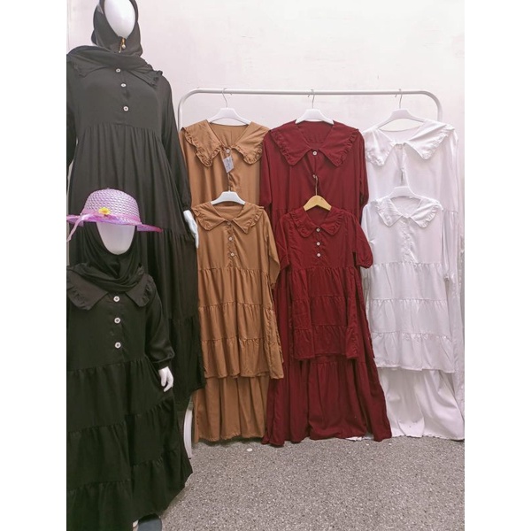 Gamis Kanaya Polos Twill ibu dan anak usia 1-10th