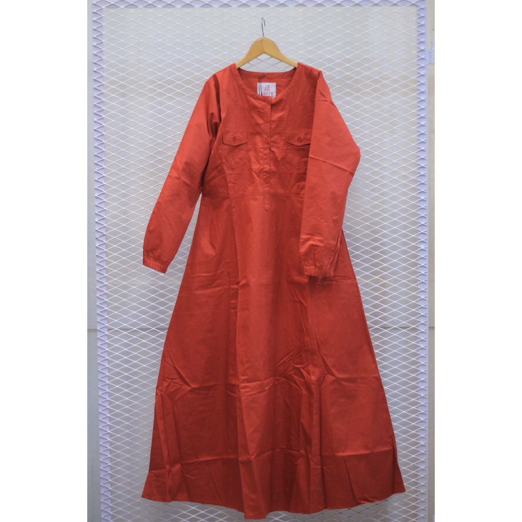 NAY.CO DRESS GAMIS SAKU WARNA MERAH BATA NY-GM019